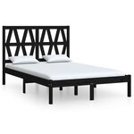 vidaXL Cadre de lit Noir Bois de pin massif 140x190 cm