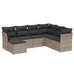 vidaXL Salon de jardin avec coussins 7 Pièces gris résine tressée