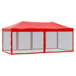 vidaXL Tente de réception pliable avec parois Rouge 3x6 m