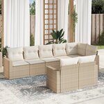 vidaXL Salon de jardin avec coussins 8 Pièces beige résine tressée