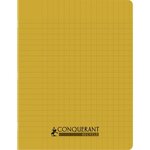 Cahier recyclé et recyclable  96 pages seyès 90 g  couverture polypropylène jaune  format 17 x 22 cm CONQUERANT
