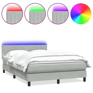 vidaXL Sommier à lattes de lit et matelas et LED gris clair 140x210cm velours