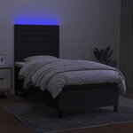 vidaXL Sommier à lattes de lit avec matelas et LED Noir 90x200cm Tissu