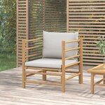 vidaXL Canapé de jardin avec coussins gris clair bambou