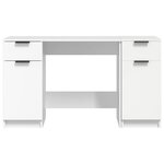 Bureau table poste de travail meuble d'ordinateur informatique étude avec armoire latérale bois d'ingénierie blanc 02_0023391