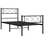 vidaXL Cadre de lit métal avec tête de lit/pied de lit noir 107x203 cm
