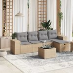 vidaXL Salon de jardin avec coussins 6Pièces mélange beige résine tressée