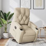 vidaXL Fauteuil inclinable électrique crème tissu