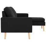 vidaXL Canapé à 3 places avec repose-pied Noir Tissu