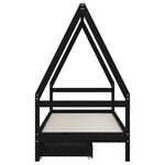 vidaXL Cadre de lit enfant avec tiroirs noir 90x200 cm bois pin massif