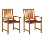 vidaXL Chaises de jardin avec coussins lot de 2 Bois d'acacia massif