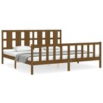 vidaXL Cadre de lit avec tête de lit marron miel 200x200cm bois massif