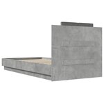 vidaXL Cadre de lit tête de lit et lumières LED gris béton 90x190 cm