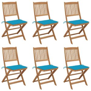 vidaXL Chaises pliables de jardin 6 Pièces avec coussins Bois d'acacia