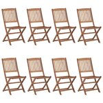 vidaXL Chaises pliables de jardin 8 Pièces avec coussins Bois d'acacia