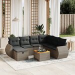 vidaXL Salon de jardin 8 Pièces avec coussins gris résine tressée