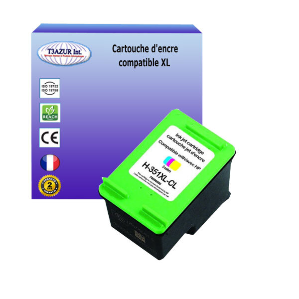 Cartouche compatible avec HP PhotoSmart C4340, C4342, C4343, C4344 remplace HP 351XL - Couleur - 18ml -T3AZUR