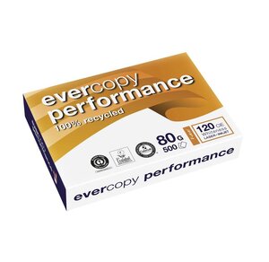 Ramette 500 Feuilles A4 210x297 80g Evercopy Performance 100% Recyclé Blanc 12... CLAIREFONTAINE