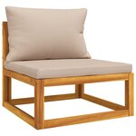 vidaXL Canapé central de jardin et coussins taupe bois massif d'acacia