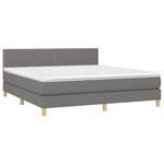 vidaXL Sommier à lattes de lit et matelas et LED Gris foncé 180x200 cm