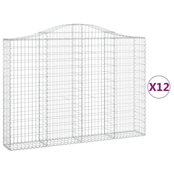 vidaXL Paniers à gabions arqués 12 Pièces 200x30x140/160 cm Fer galvanisé
