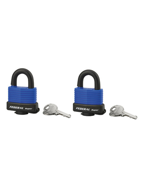 THIRARD - Lot de 2 cadenas à clé Fédéral Lock Sea Line  laiton   extérieur  anse inox  40mm  2 clés s'entrouvrant