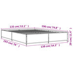 vidaXL Cadre de lit sans matelas sonoma gris 135x190 cm