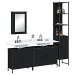 vidaXL Ensemble de meubles salle de bain 4 Pièces noir bois d'ingénierie