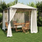 vidaXL Tonnelle avec parois en filet crème 2 93x2 93 m acier
