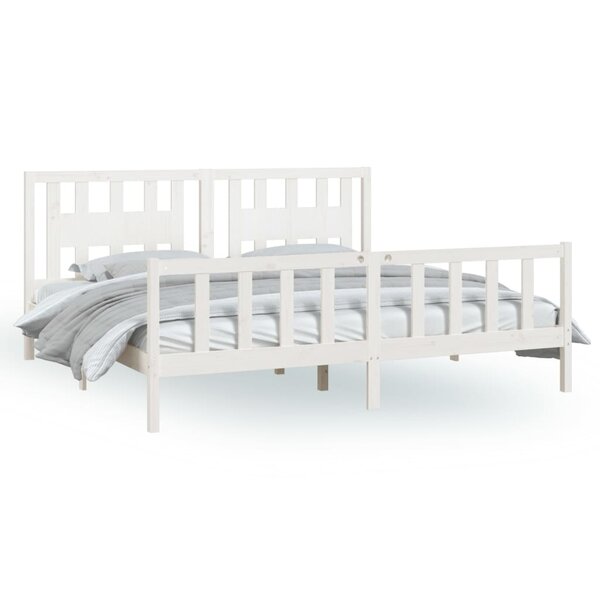 vidaXL Cadre de lit et tête de lit blanc bois de pin massif 200x200 cm