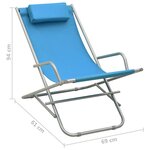 vidaXL Chaises à bascule lot de 2 Acier Bleu