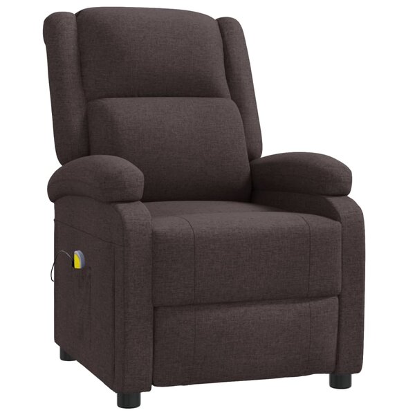 vidaXL Fauteuil de massage Marron foncé Tissu