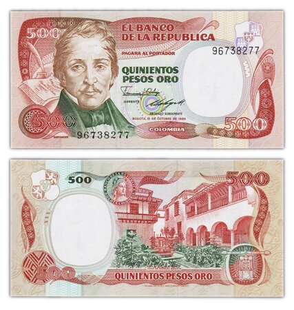 Billet de collection 500 pesos 1985 colombie - neuf - p423c
