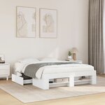 vidaXL Cadre de lit blanc 135x190 cm bois d'ingénierie