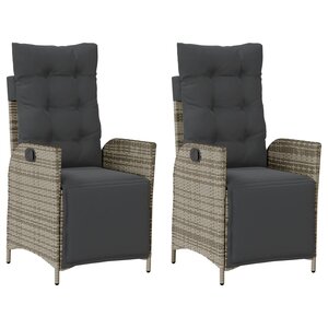 vidaXL Chaises inclinables de jardin lot de 2 et repose-pied rotin