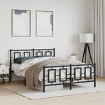 vidaXL Cadre de lit métal sans matelas avec pied de lit noir 140x190cm