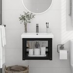 vidaXL Cadre de lavabo de salle de bain mural Noir 40x38x31 cm Fer