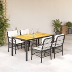 vidaXL Ensemble à manger de jardin coussins 5Pièces Noir Résine tressée