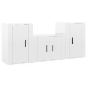 vidaXL Ensemble de meubles TV 3 Pièces Blanc brillant Bois d'ingénierie