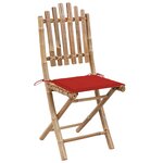 vidaXL Chaises pliables de jardin 2 Pièces avec coussins Bambou