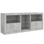 vidaXL Buffet avec lumières LED gris béton 162x37x67 cm