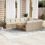 vidaXL Salon de jardin 11 Pièces avec coussins beige résine tressée