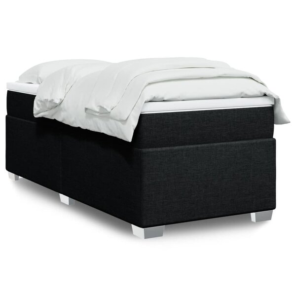 vidaXL Sommier à lattes de lit avec matelas Noir 90x190 cm Tissu