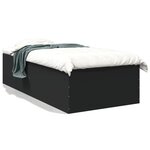 vidaXL Cadre de lit noir 75x190 cm bois d'ingénierie