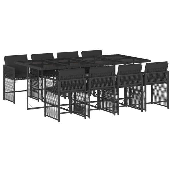 vidaXL Ensemble à manger de jardin 9Pièces coussins noir résine tressée