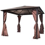 vidaXL Belvédère avec rideau Marron Aluminium 300 x 300 cm