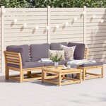 vidaXL Salon de jardin avec coussins 5 Pièces Bois d'acacia solide