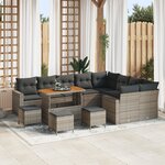 Set de Sofa de Jardin vidaXL 13 Pièces avec Coussins Gris Poly Rattan Acacia