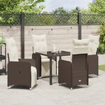 vidaXL Set de salle à manger de jardin 5 pièces avec coussins marron rotin PE