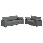 Canapé 2 places avec coussins en tissu gris foncé
